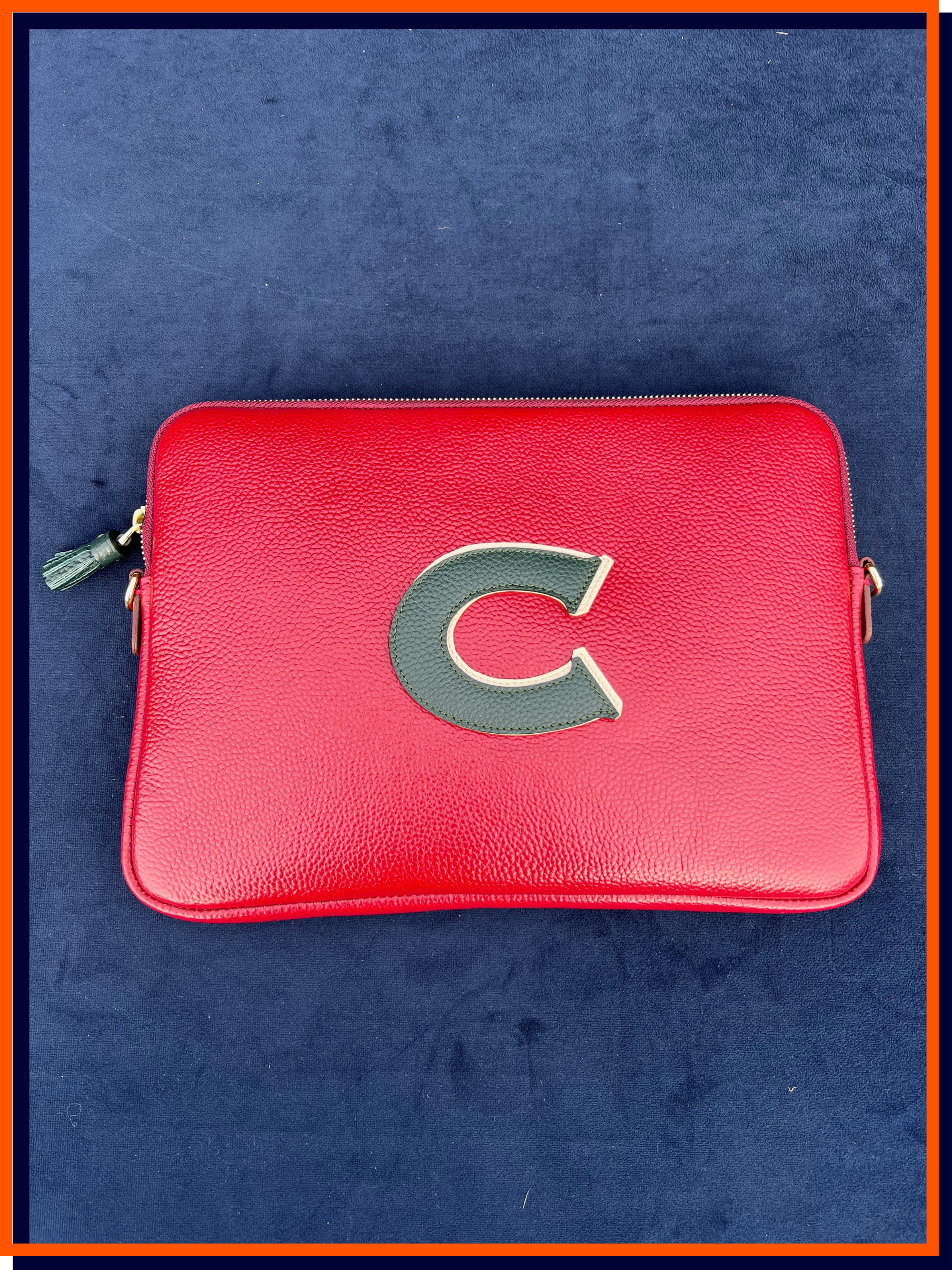 Letter 'C' The Laptop Case 13inch, Burgundy & Dark Green