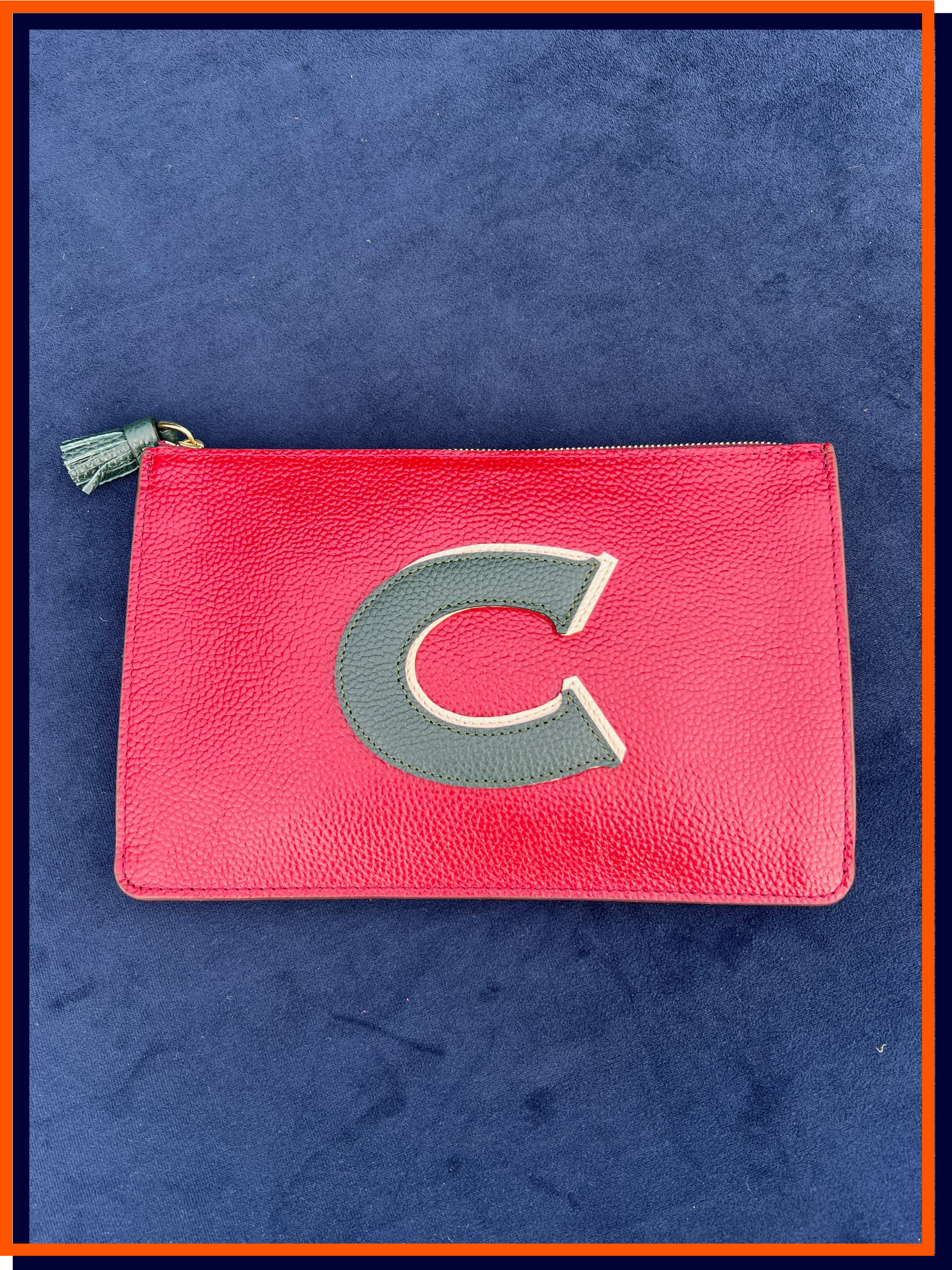 Letter C, The Alphabet Clutch, Burgundy & Racing Green