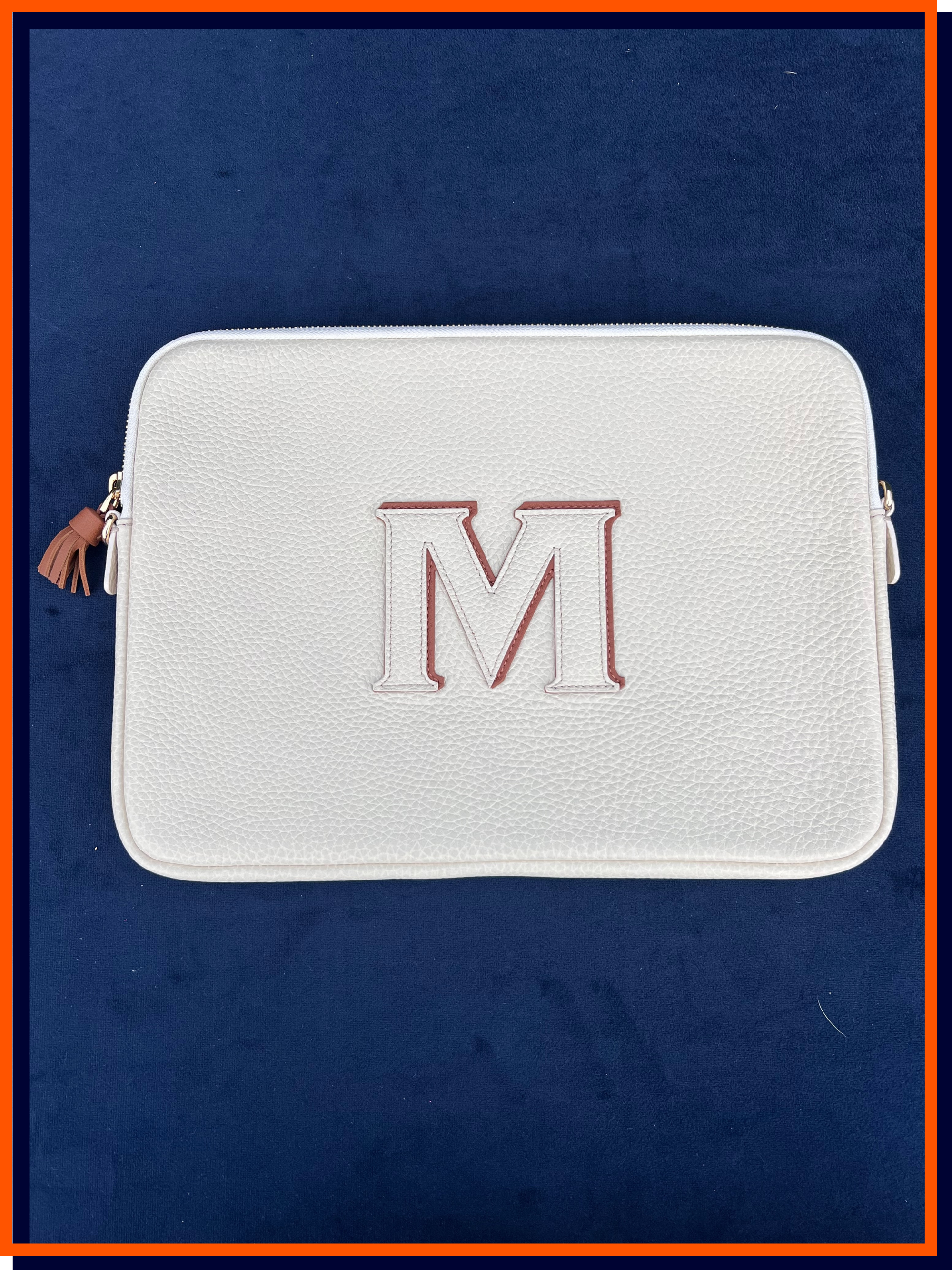 Letter 'M' - The Laptop Case, Cream & Tan