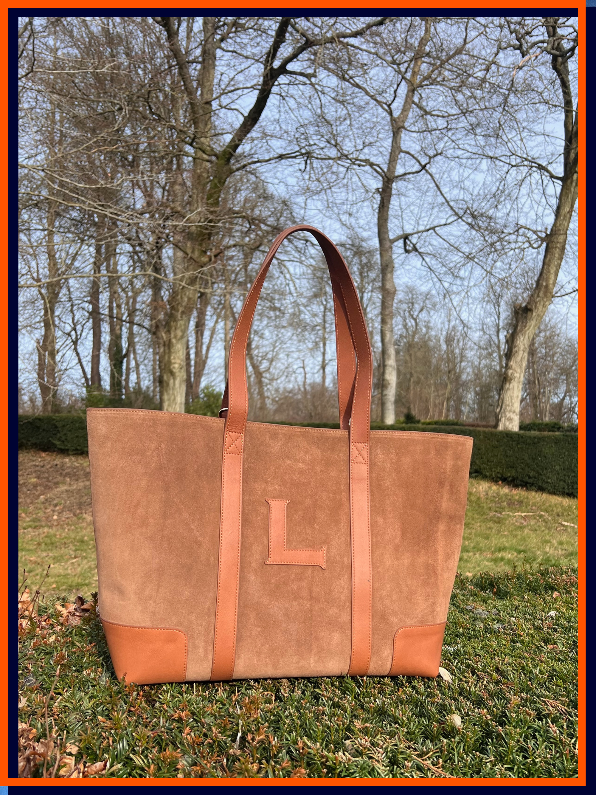 Letter 'L', The Suede Tote Bag, Tan