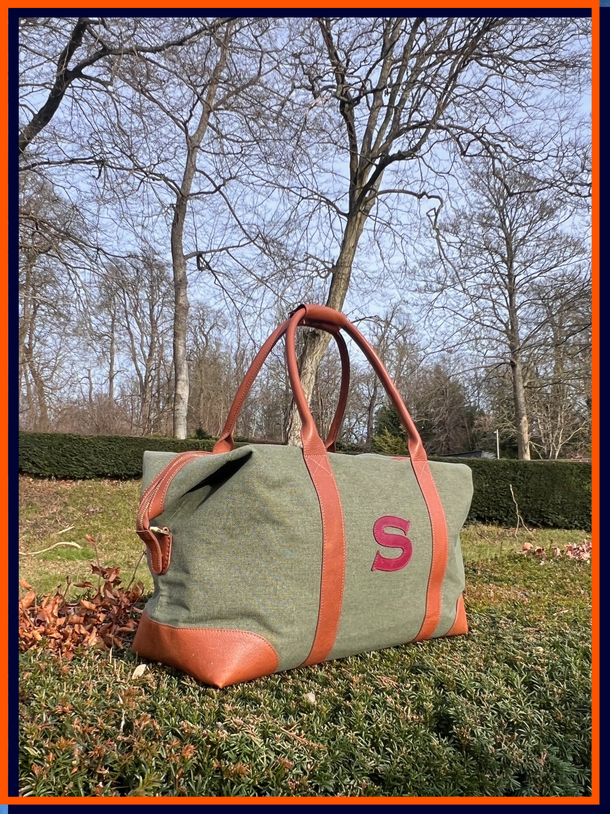 Letter 'S' The Weekend Bag, Khaki & Claret