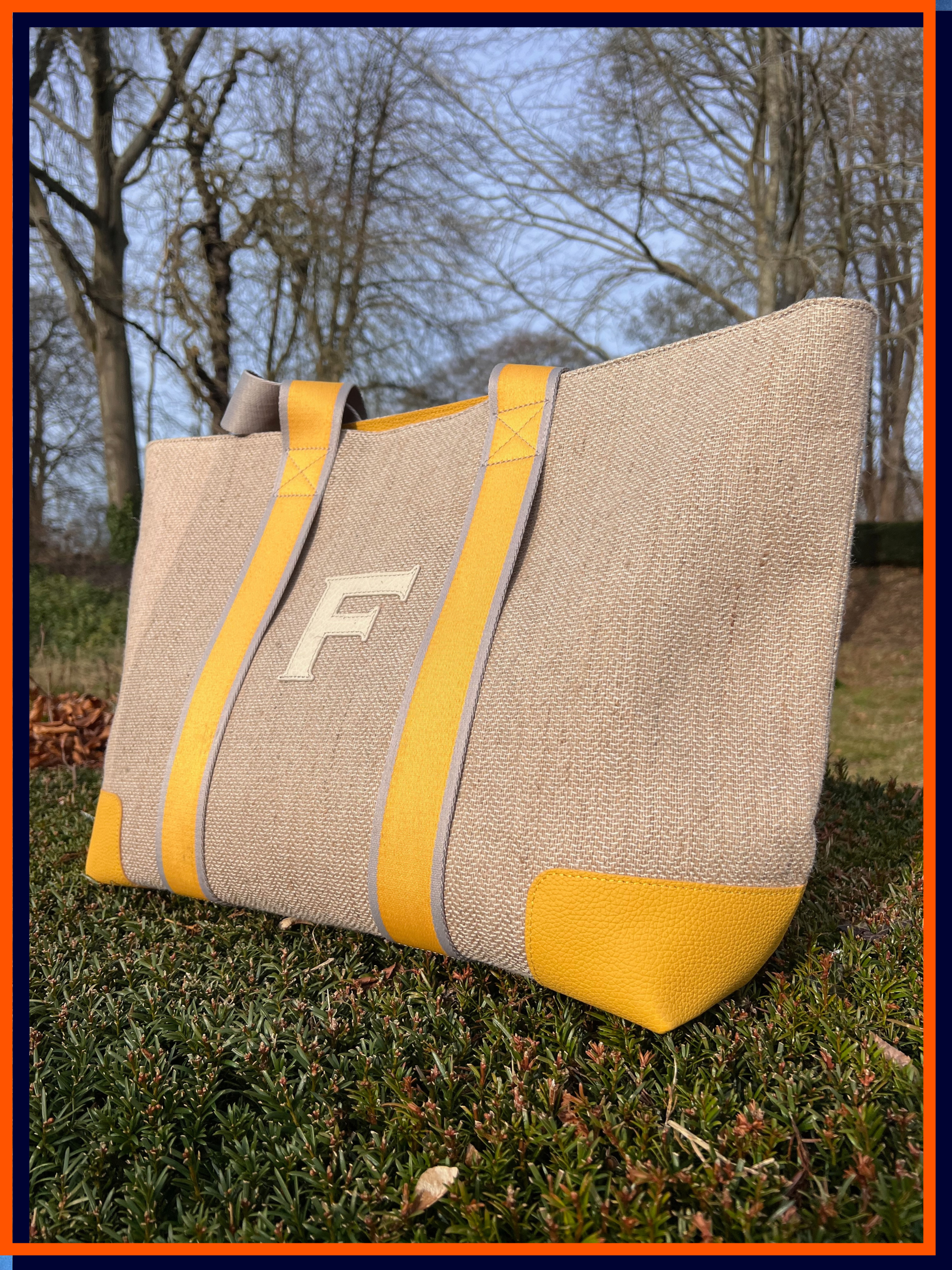 Letter 'F' The Luxe Beach Bag, Sunshine Yellow