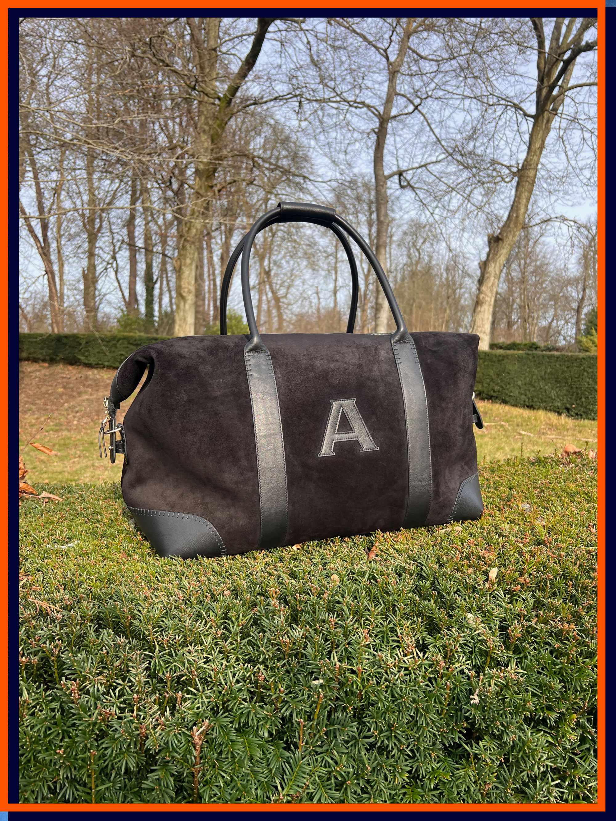 Letter 'A' The Suede Weekender: Black