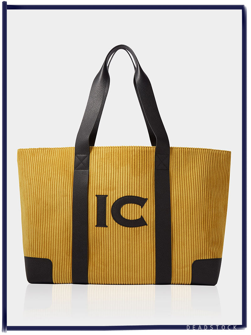 The Oversized Corduroy Tote Bag, Mustard & Black