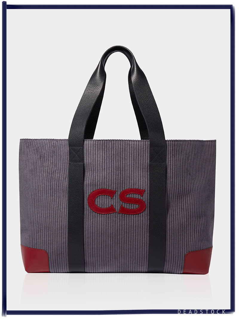 The Oversized Corduroy Tote Bag, Charcoal-y & Claret